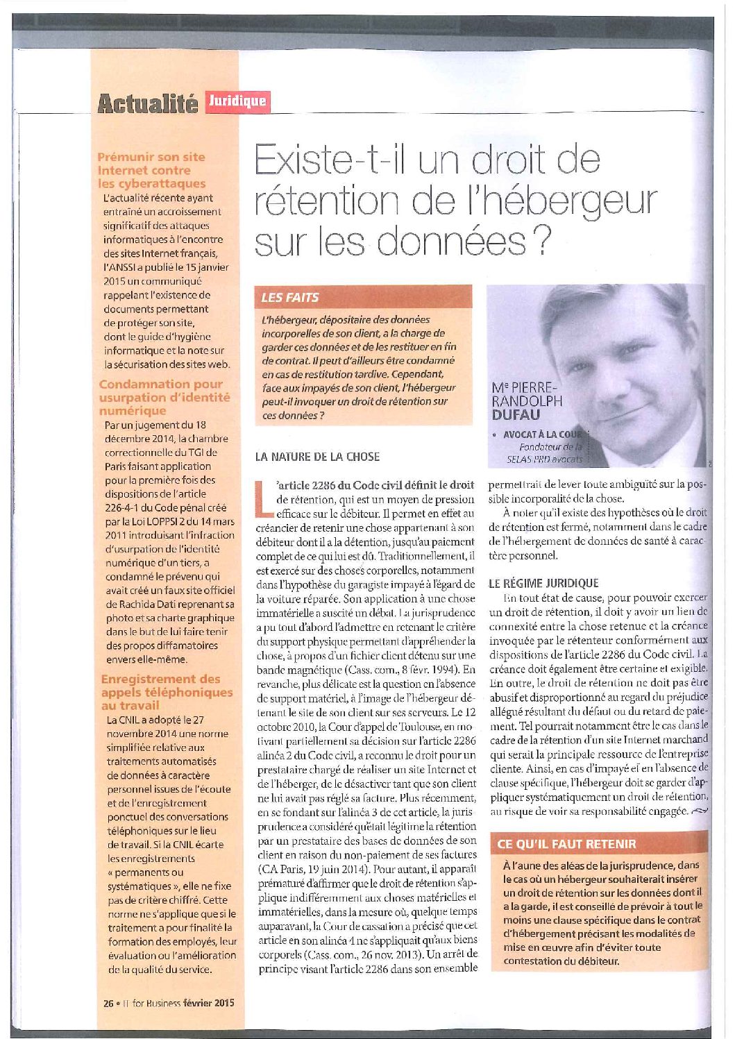 Vous êtes en train de consulter Existe-t-il un droit de rétention de l’hébergeur sur les données ?