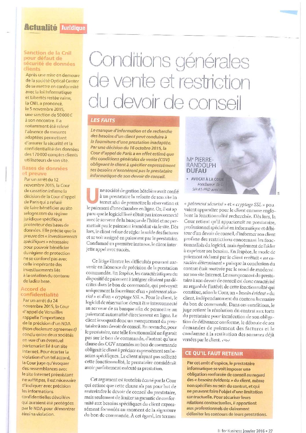 Read more about the article Conditions générales de vente et restriction du devoir de conseil