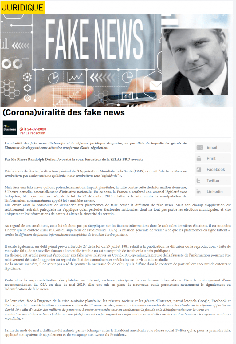 Lee más sobre el artículo (Corona)viralité des fake news