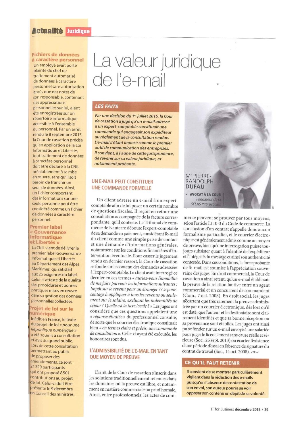 Read more about the article La valeur juridique de l’email