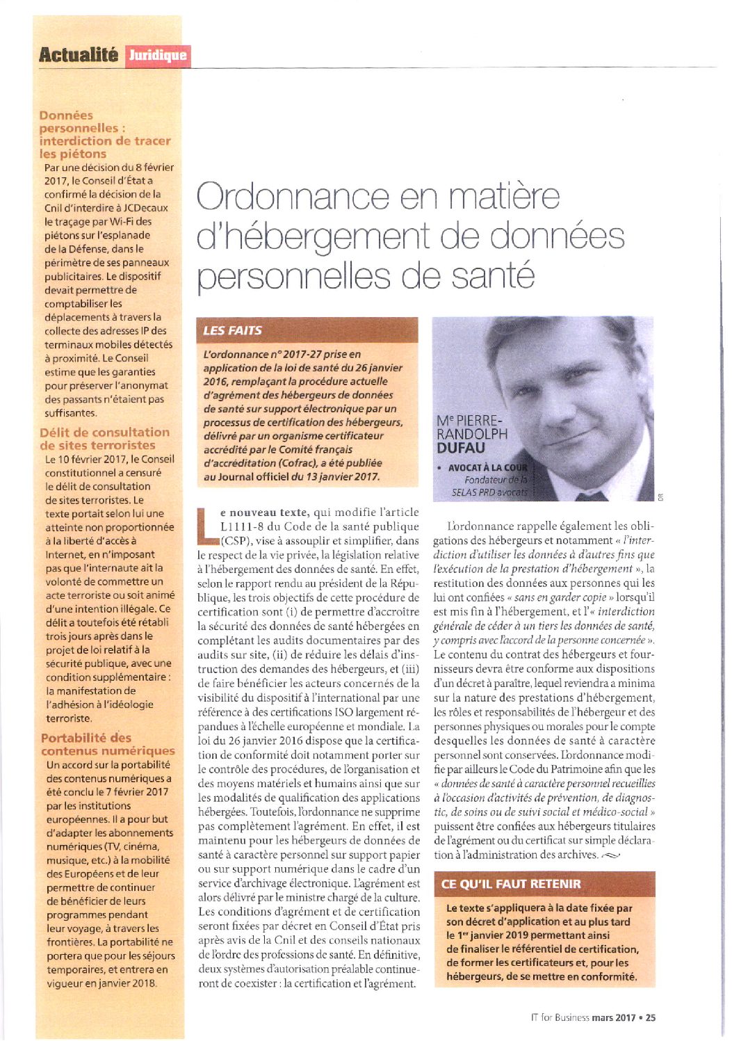 Read more about the article Ordonnance en matière d’hébergement de données personnelles de santé