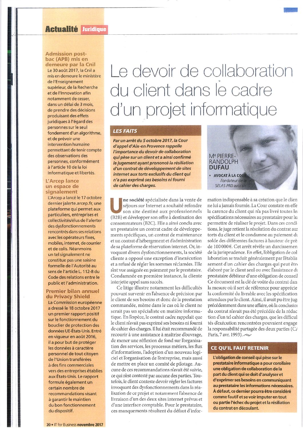 Lee más sobre el artículo Le devoir de collaboration du client dans le cadre d’un projet informatique