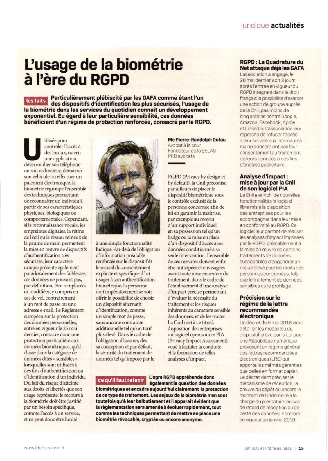 Lire la suite à propos de l’article L’usage de la biométrie à l’ère du RGPD