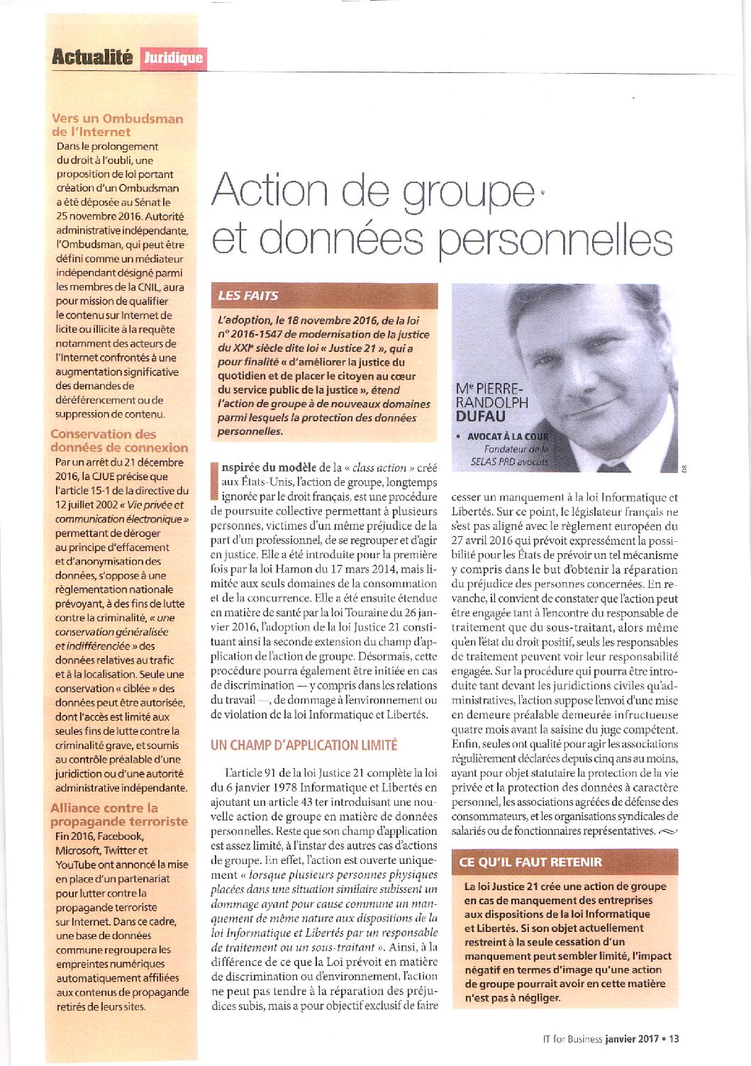 Read more about the article Action de groupe et données personnelles