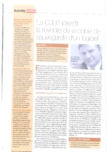 Read more about the article La CJUE interdit la revente de la copie de sauvegarde d’un logiciel