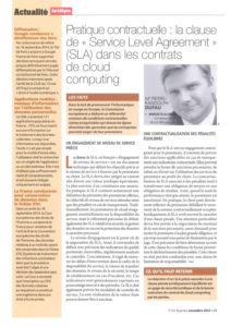 Lee más sobre el artículo Pratique contractuelle : la clause de « Service Level Agreement » dans les contrats de cloud computing