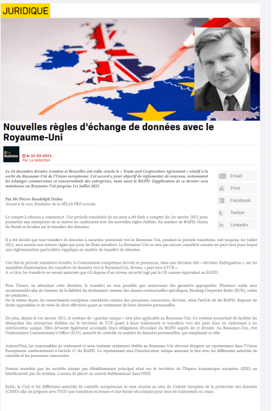 Lire la suite à propos de l’article Nouvelles règles d’échange de données avec le Royaume-Uni