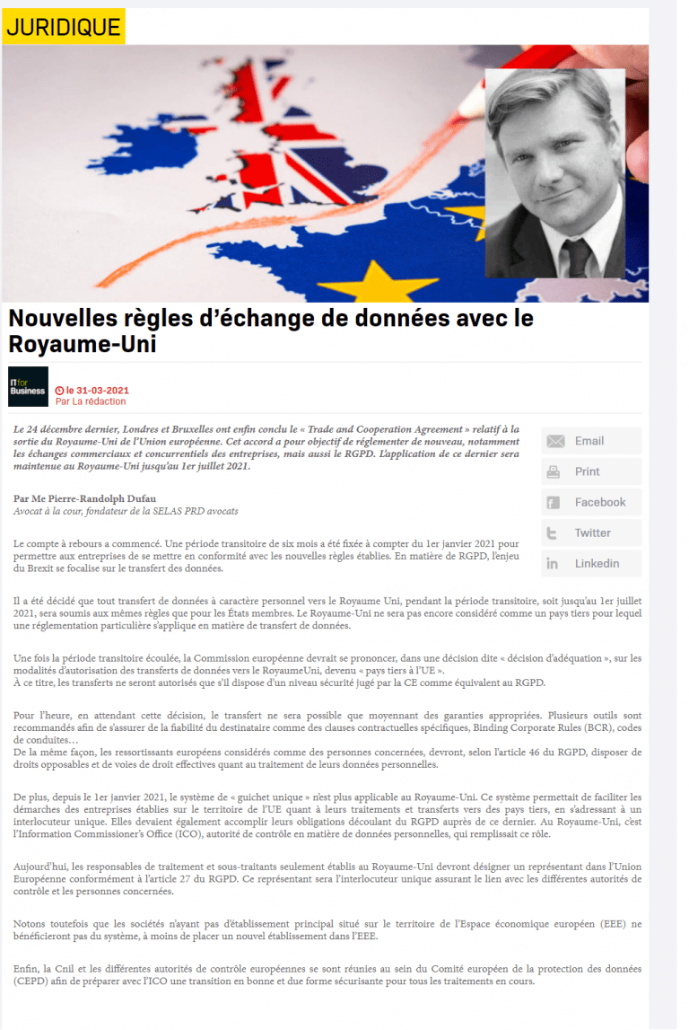 Lee más sobre el artículo Nouvelles règles d’échange de données avec le Royaume-Uni