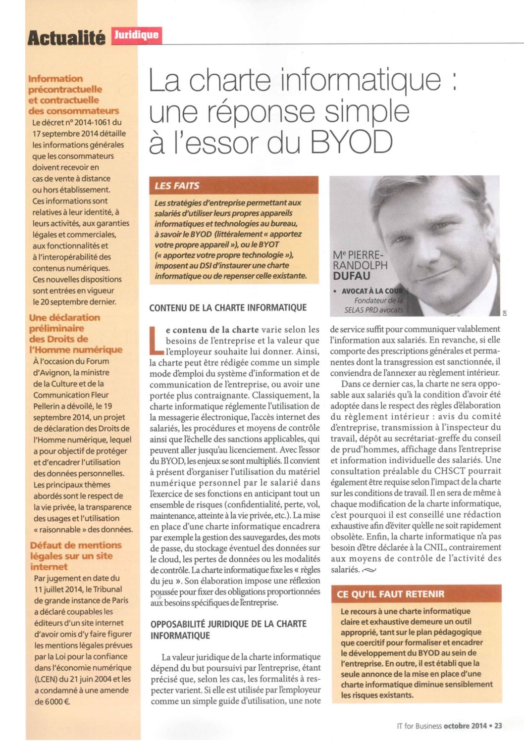 Read more about the article Charte informatique : une réponse simple à l’essor du BYOD