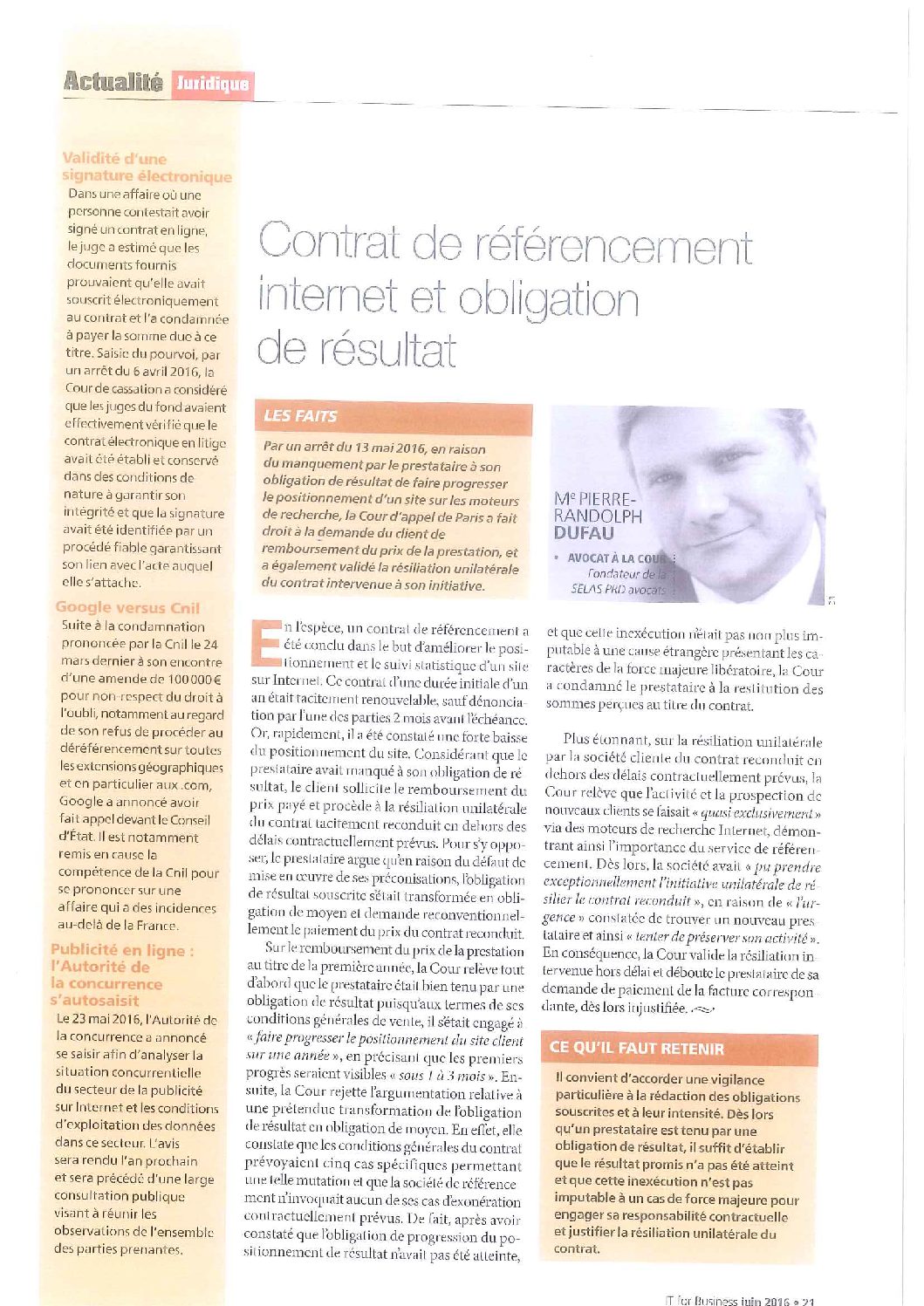 Read more about the article Contrat de référencement internet et obligation de résultat