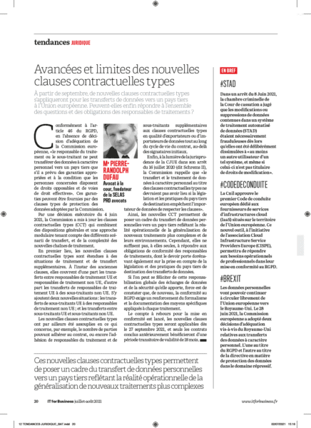 Lire la suite à propos de l’article Avancées et limites des nouvelles clauses contractuelles types