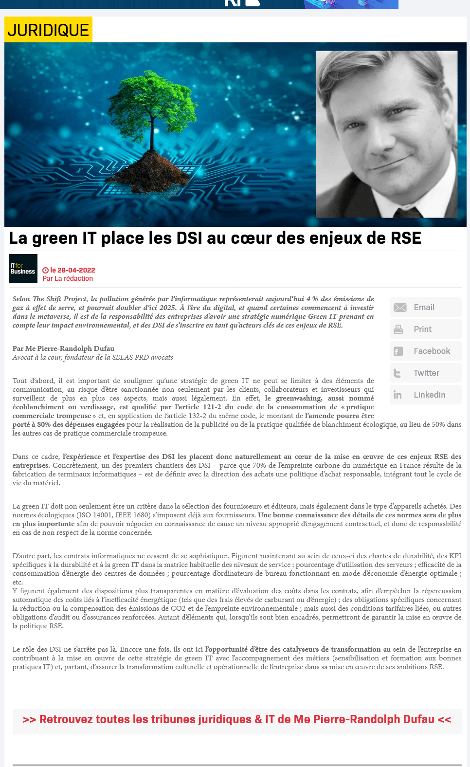 Vous êtes en train de consulter Le green IT place les DSI au coeur des enjeux de RSE