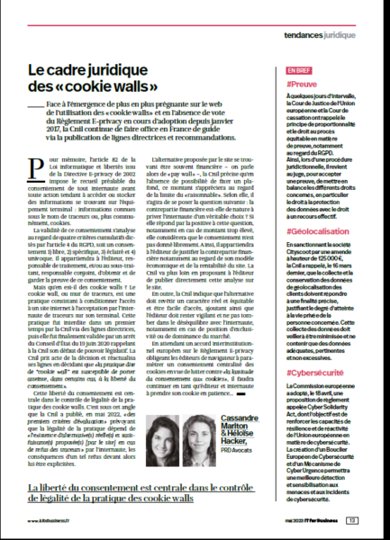 Lee más sobre el artículo Le cadre juridique des « cookie walls »