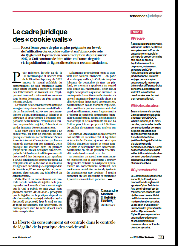 You are currently viewing Le cadre juridique des « cookie walls »