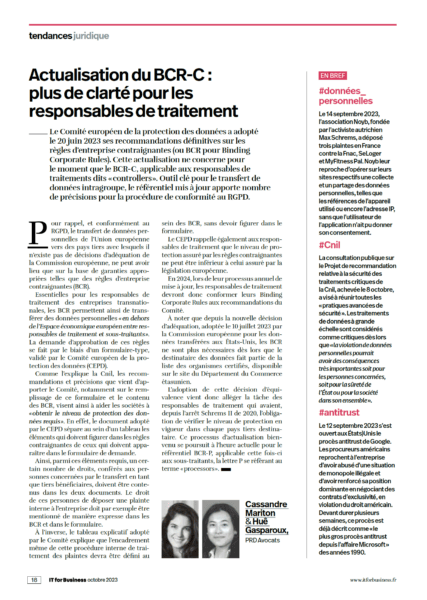 Read more about the article Actualisation du BCR-C: plus de clarté pour les responsables de traitement