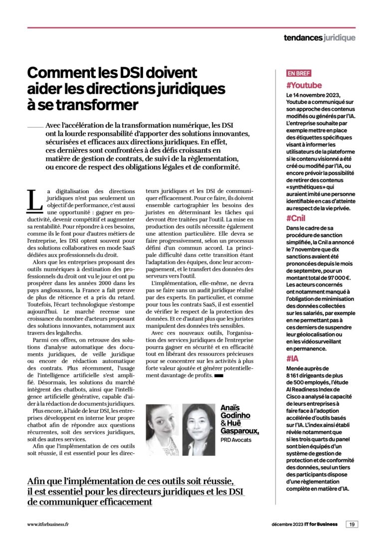 Lire la suite à propos de l’article Comment les DSI doivent aider les directions juridiques à se transformer