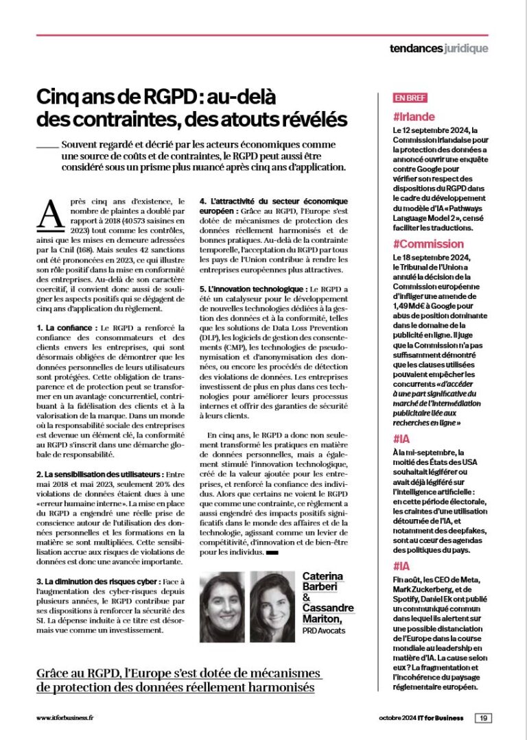 Lire la suite à propos de l’article cinq ans de RGPD: au-delà des contraintes, des atouts révélés
